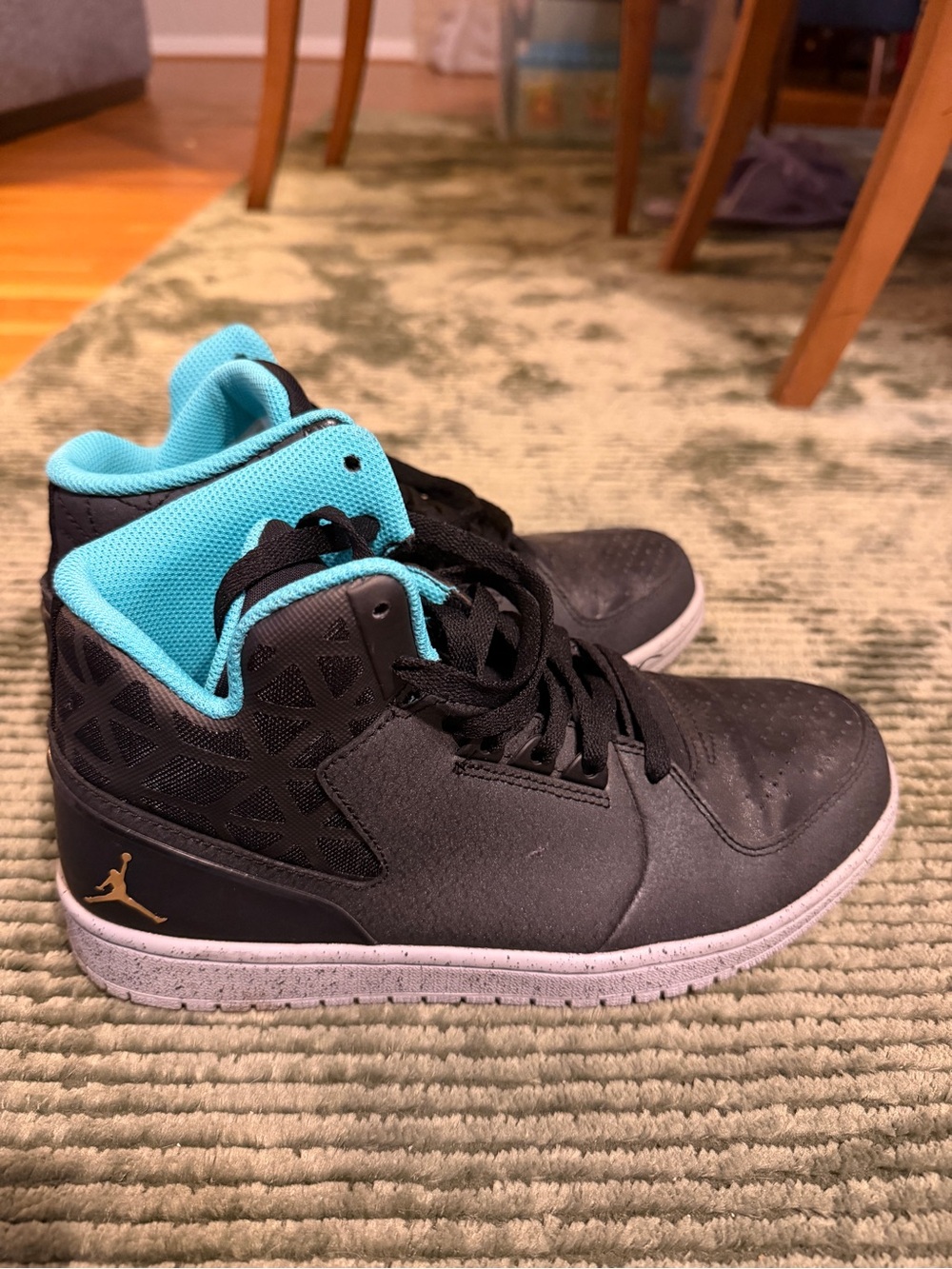 Jordan Men’s Mid-Top Sneakers in Black and Teal